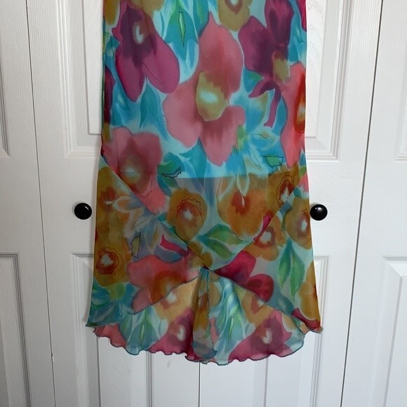 My Michelle Y2K Pastel Floral Ruffle Maxi Dress Sz 9/10 - Picture 3 of 9